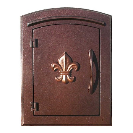 Qualarc Column Mount Mailbox w/"Decorative Fleur De Lis Logo", Antique Copper MAN-1402-AC